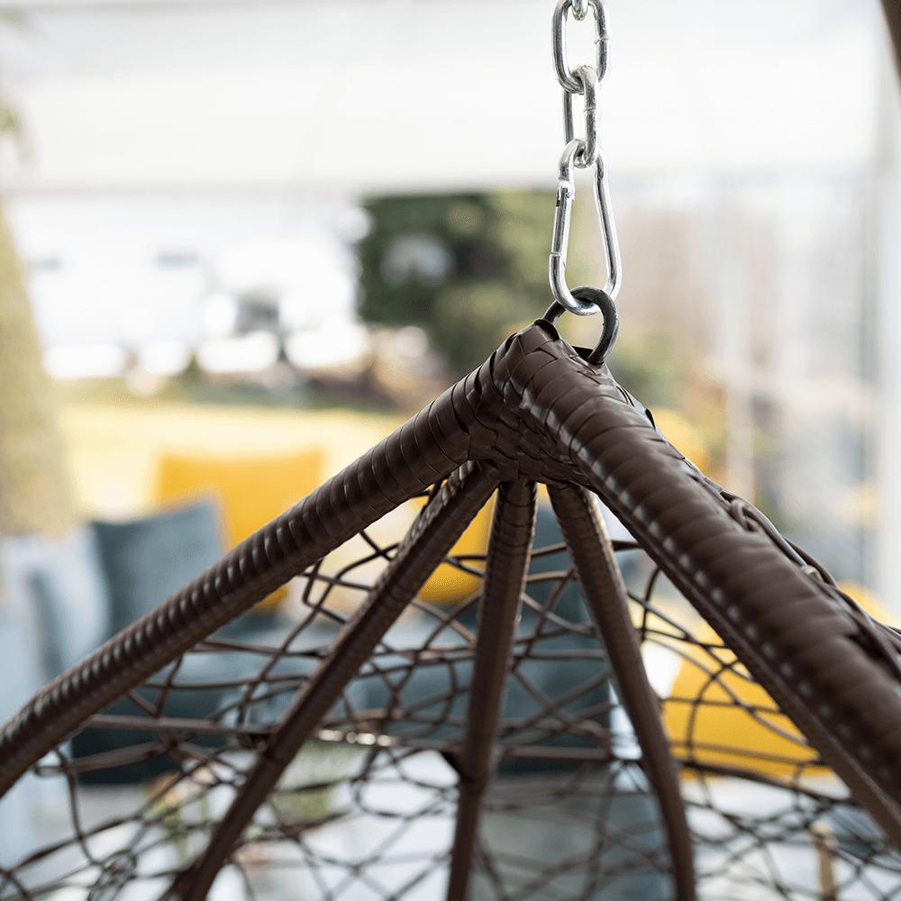 Scaun Fotoliu Suspendat tip Leagan Balansoar pentru Terasa sau Gradina cu Perne Incluse si Suport Metalic, Marime L, Culoare Negru