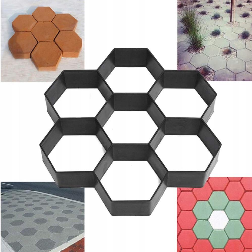 Matrita cu Contur pentru Turnat Pavaj din Beton, Sablon Forma de Floare Cuburi Hexagonale