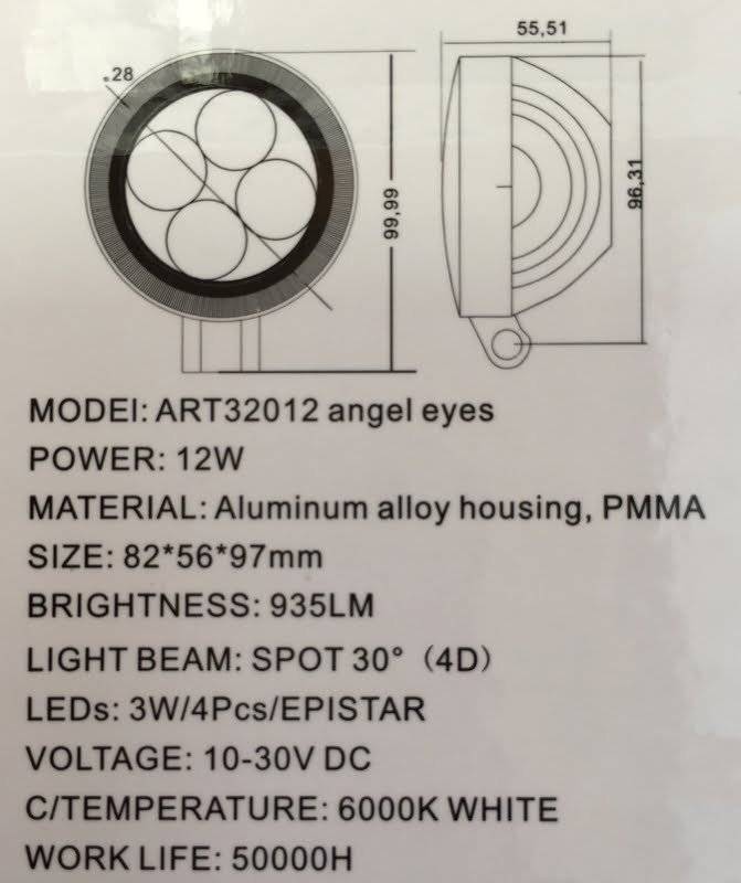 Proiector LED  12W Spot  4D cu angel eyes 12/24V Cod: ART32012 Automotive TrustedCars