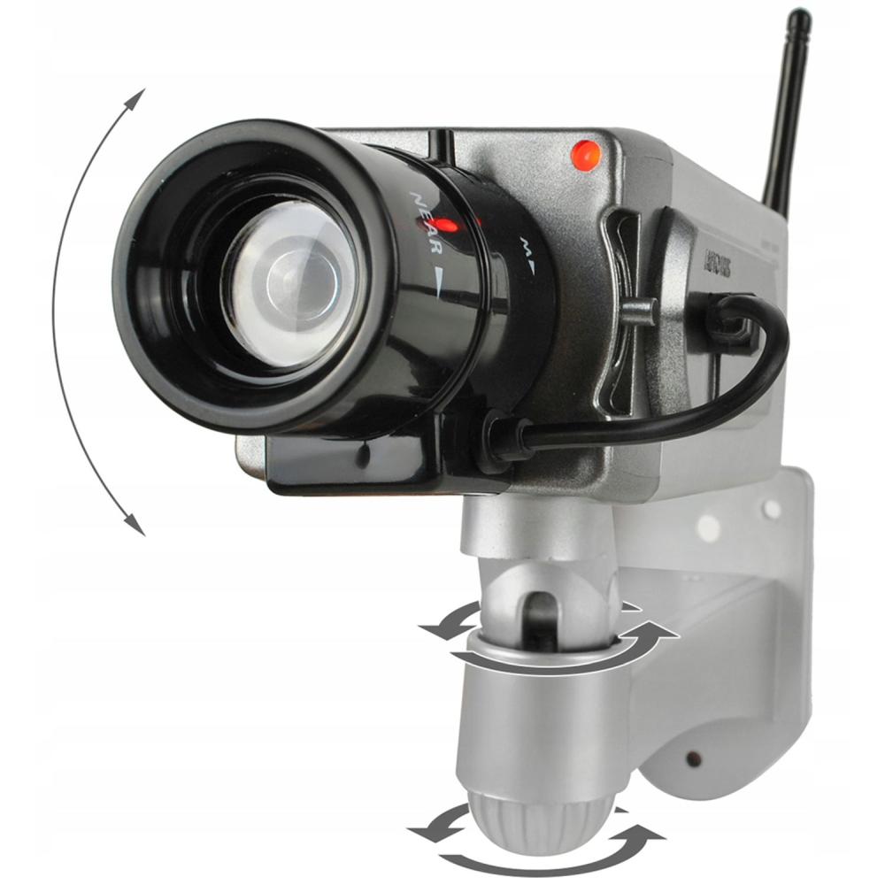 Camera Falsa de Supraveghere Video cu Senzor si Motoras de Miscare, Antena Wireless, Iluminare LED IR, Aspect Ultra Realist, Sticker CCTV