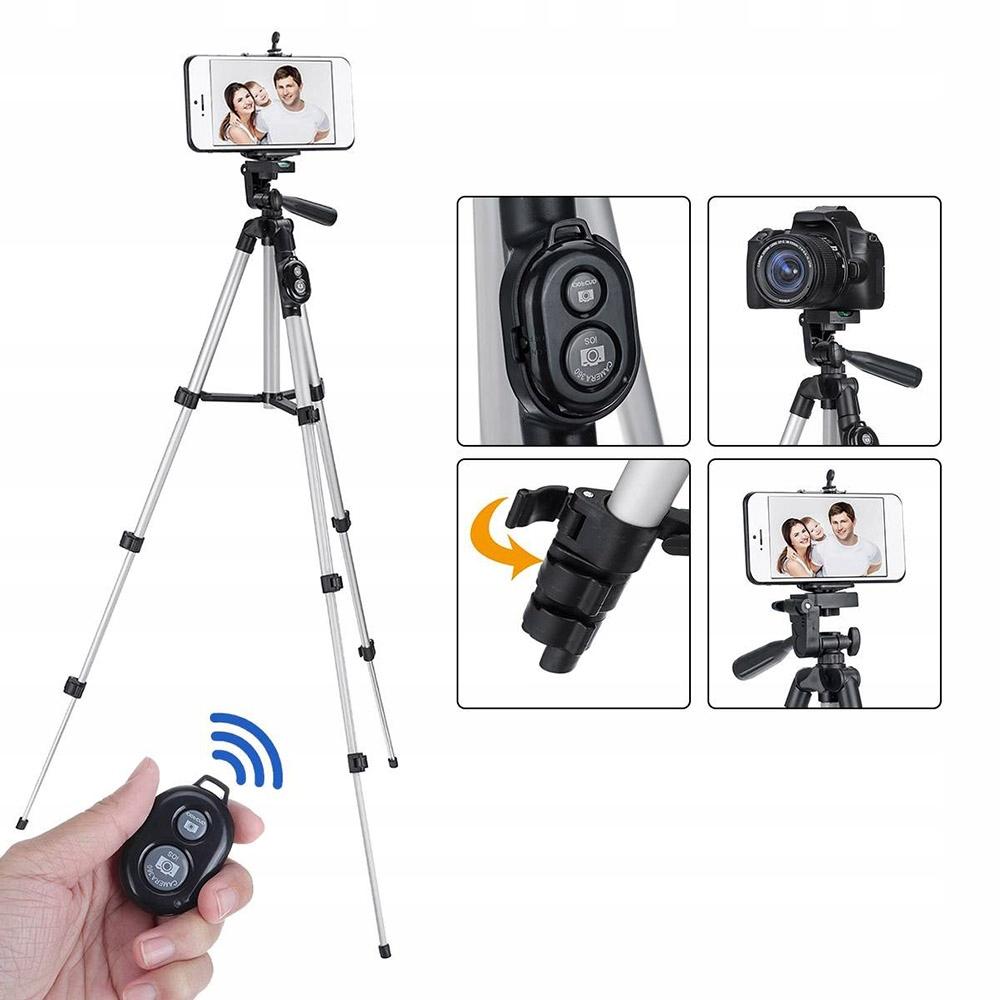 Suport Trepied Foto 3D pentru Telefon sau Camera cu Telecomanda Bluetooth pentru Actionare de la Distanta, Inaltime Reglabila 45-133cm