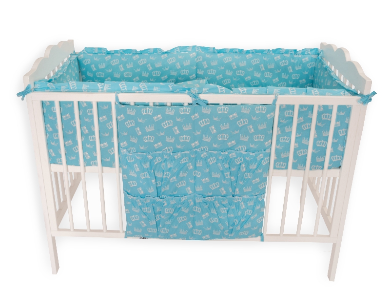 Lenjerie MyKids Crown Blue 7 Piese 120x60 cm GreatGoods Plaything