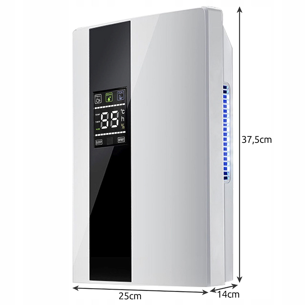 Dezumidificator si Purificator de Aer 2-in-1, Afisaj Temperatura/Umiditate, Randament 650ml/zi, Putere 90W, Anti-Mucegai, Telecomanda, Alb