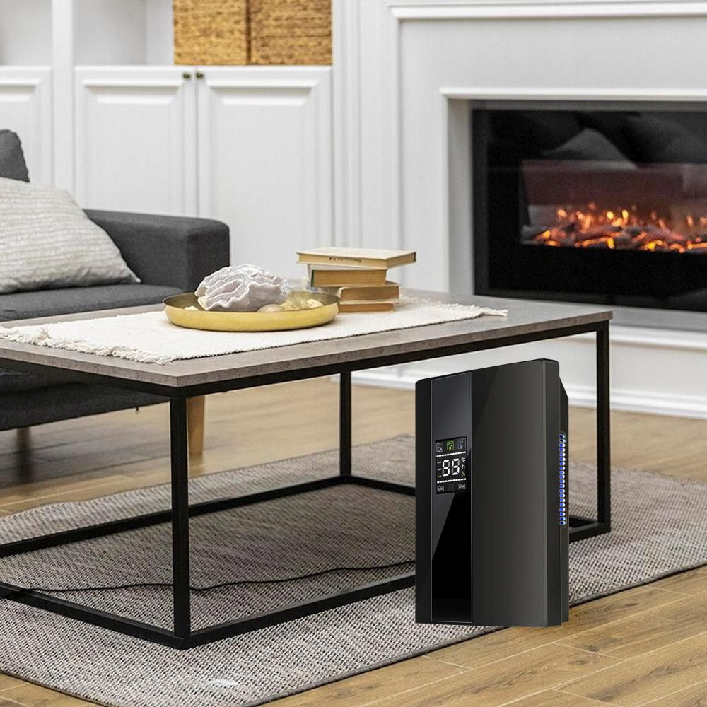Dezumidificator si Purificator de Aer 2-in-1, Afisaj Temperatura/Umiditate, Randament 650ml/zi, Putere 90W, Anti-Mucegai, Telecomanda, Negru