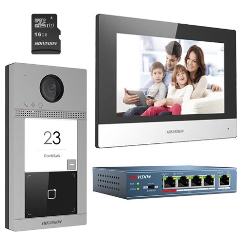 KIT videointerfon pentru o familie'Wi-Fi 2.4Ghz'monitor 7 inch - HIKVISION DS-KIS604-S SafetyGuard Surveillance