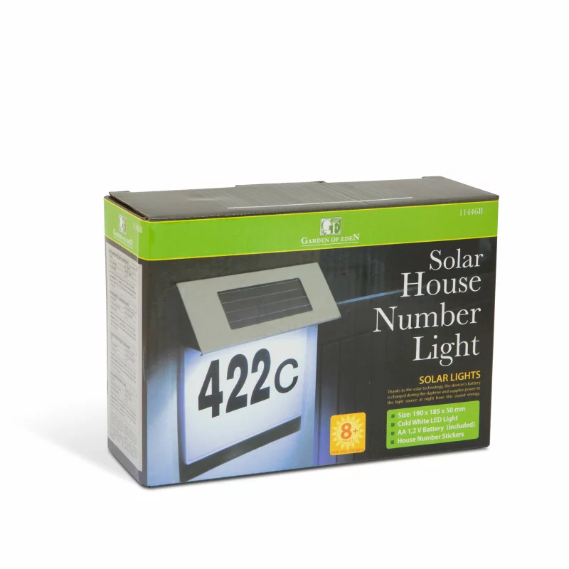 Număr de casă din inox cu iluminare LED și alimentare solară Garage AutoRide