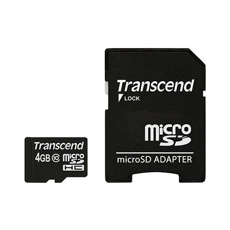 MICRO SD CARD 4GB CU ADAPTOR CLASS 10 TRANSCE EuroGoods Quality