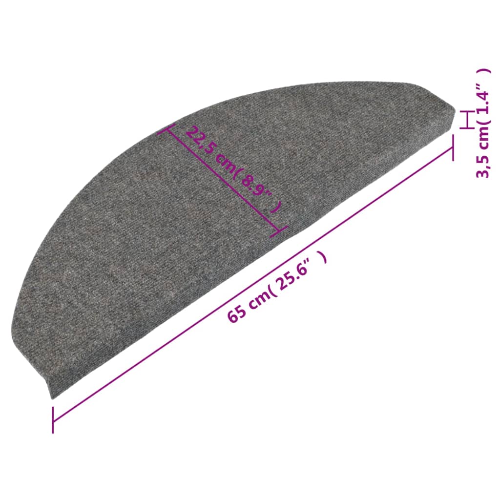 Covorașe scări autoadezive, 15 buc., gri, 65x22,5x3,5 cm GartenMobel Dekor