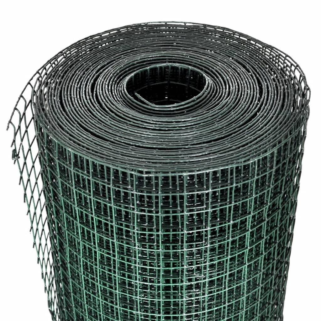 Plasă de sârmă găini, verde, 25 x 1 m, oțel galvanizat cu PVC GartenMobel Dekor