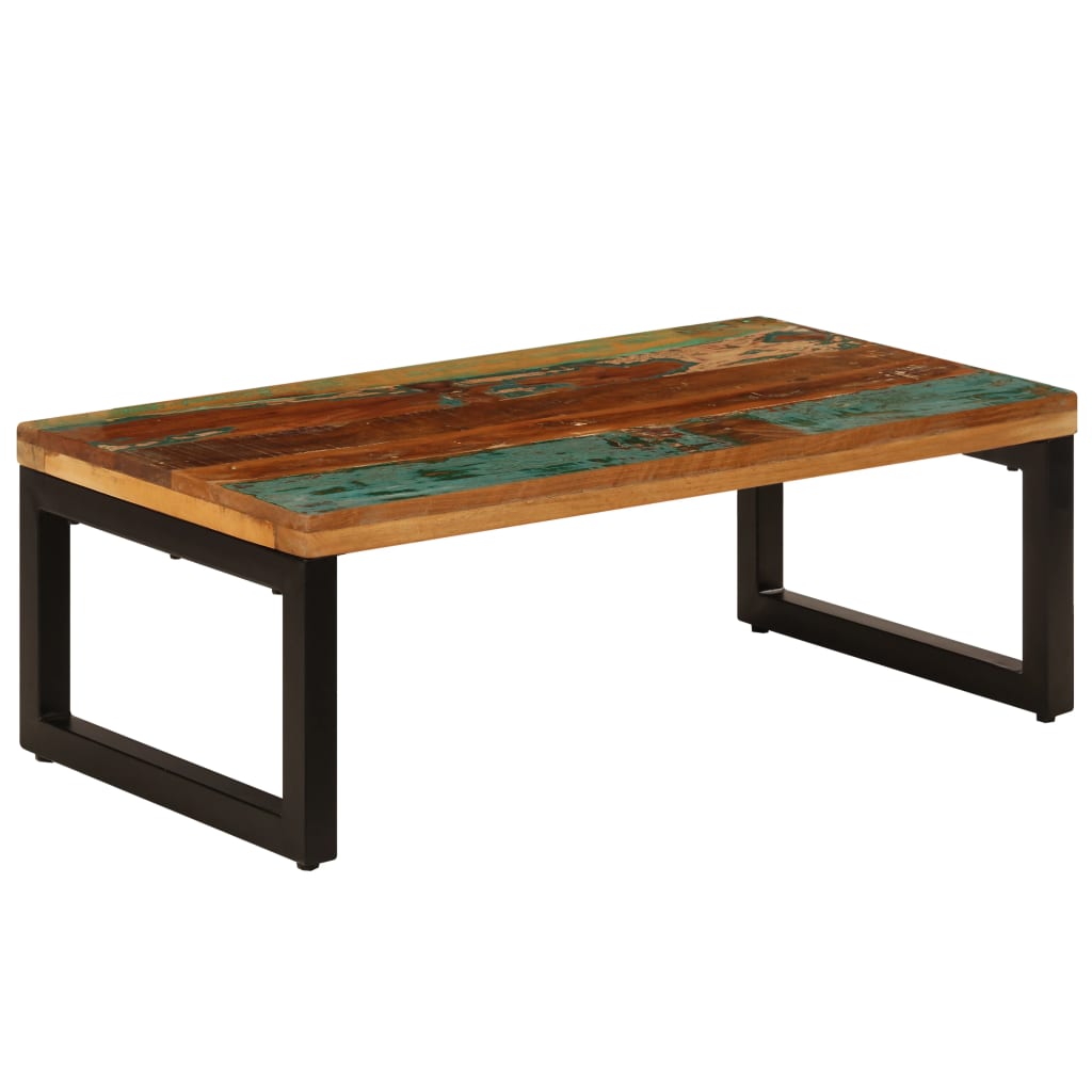 Măsuță de cafea, 100x50x35 cm, lemn masiv reciclat și oțel GartenMobel Dekor