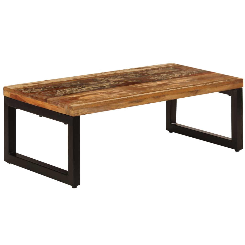Măsuță de cafea, 100x50x35 cm, lemn masiv reciclat și oțel GartenMobel Dekor