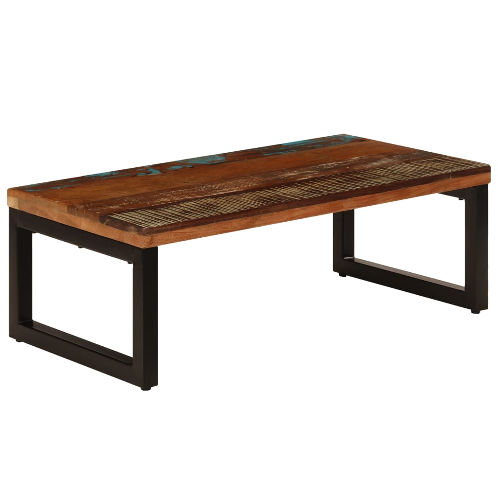 Măsuță de cafea, 100x50x35 cm, lemn masiv reciclat și oțel GartenMobel Dekor