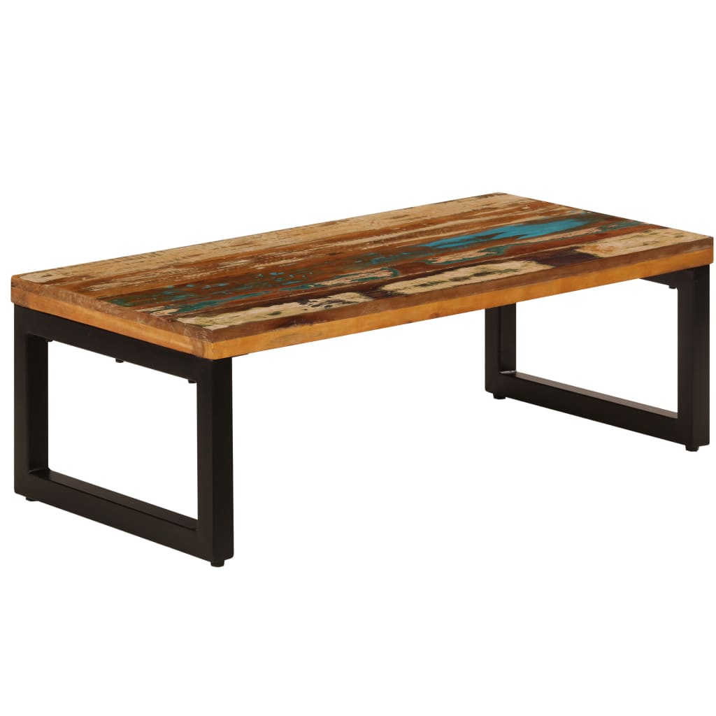 Măsuță de cafea, 100x50x35 cm, lemn masiv reciclat și oțel GartenMobel Dekor
