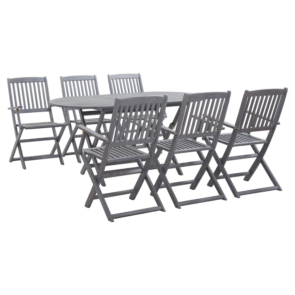 Set mobilier de grădină, 7 piese, gri, lemn masiv de acacia GartenMobel Dekor