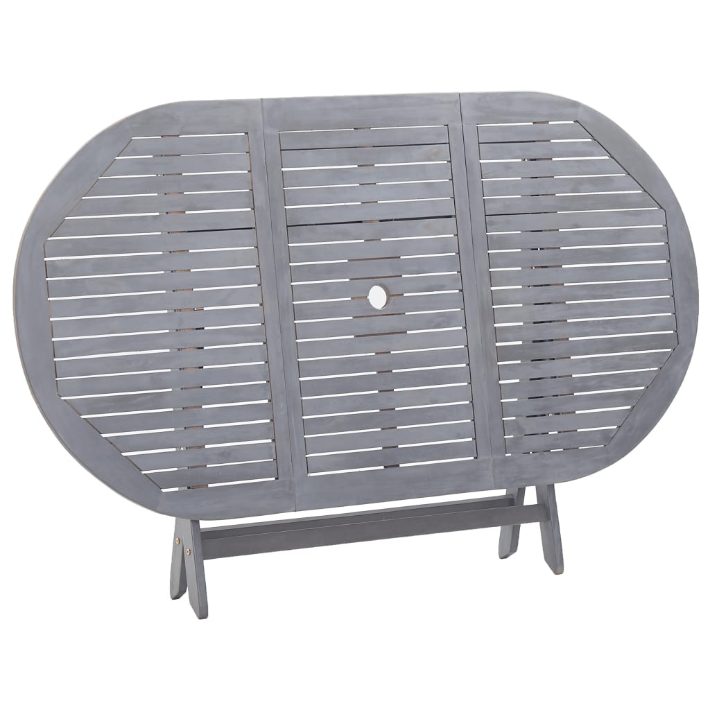 Set mobilier de grădină, 9 piese, gri, lemn masiv de acacia GartenMobel Dekor