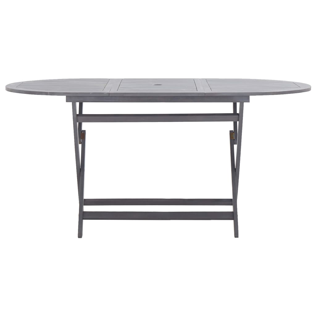 Set mobilier de grădină, 9 piese, gri, lemn masiv de acacia GartenMobel Dekor