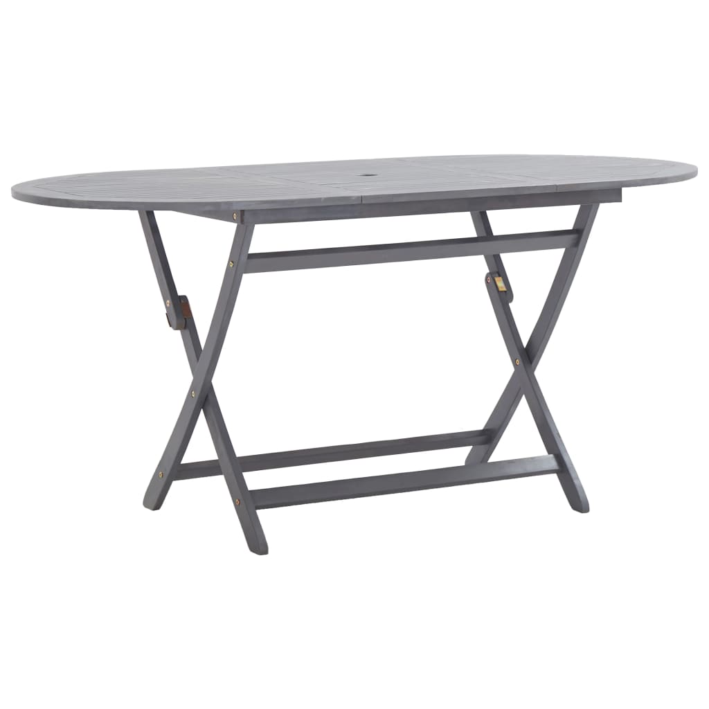 Set mobilier de grădină, 9 piese, gri, lemn masiv de acacia GartenMobel Dekor