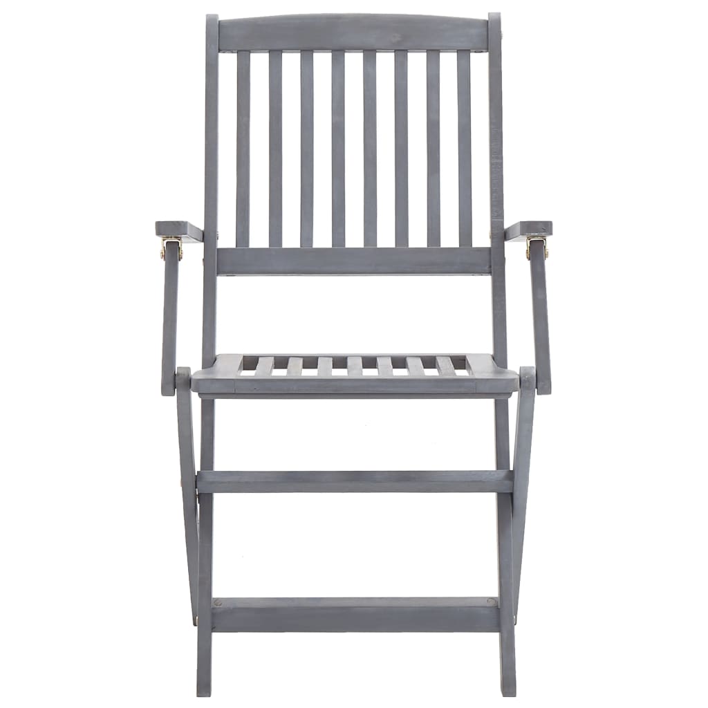 Set mobilier de grădină, 9 piese, gri, lemn masiv de acacia GartenMobel Dekor