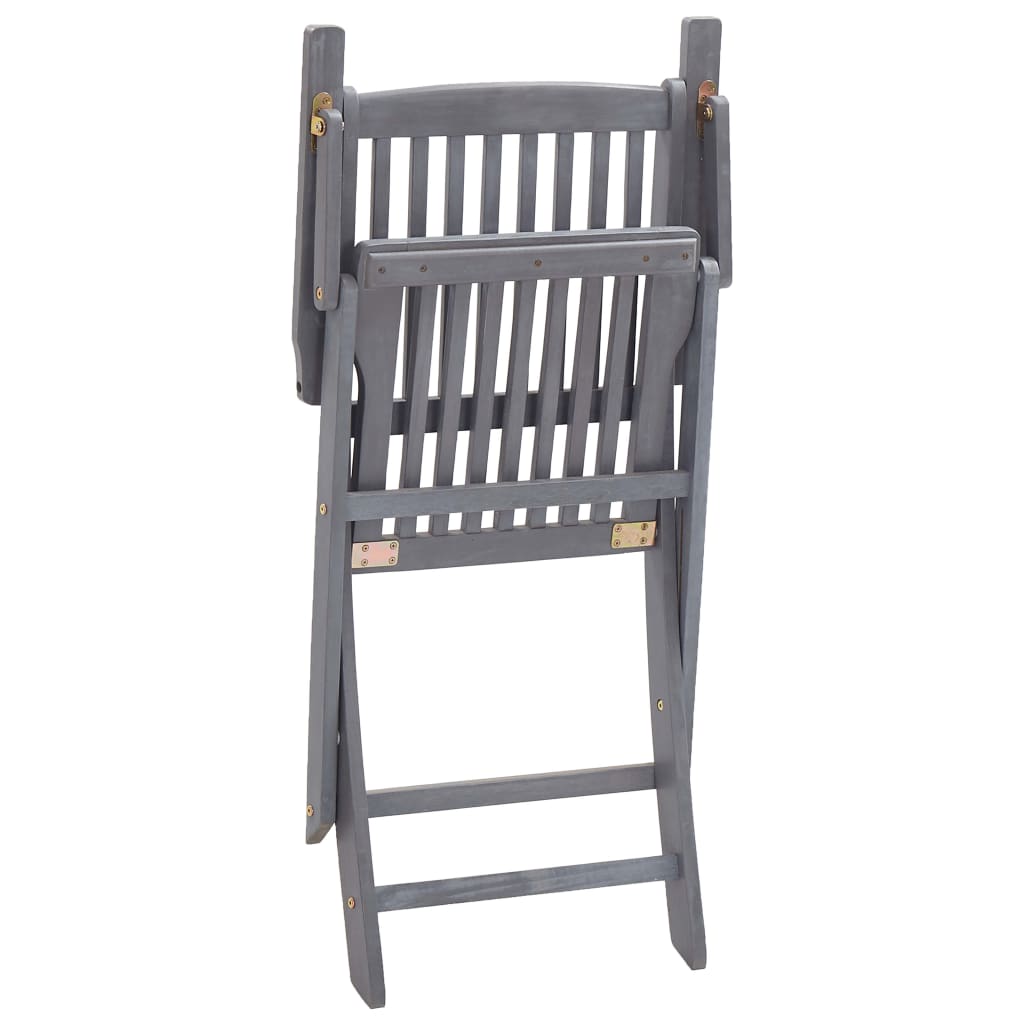 Set mobilier de grădină, 9 piese, gri, lemn masiv de acacia GartenMobel Dekor