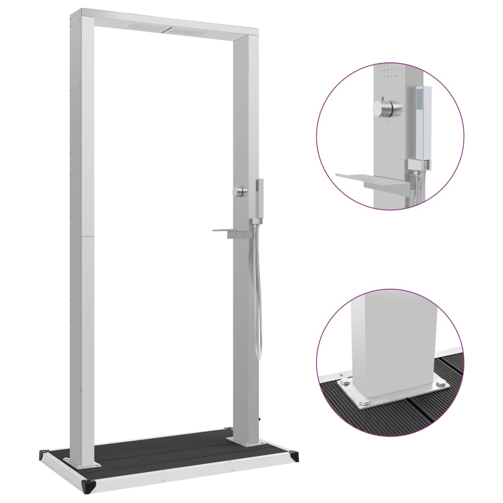 Duș de exterior cu tăviță, WPC și oțel inoxidabil GartenMobel Dekor