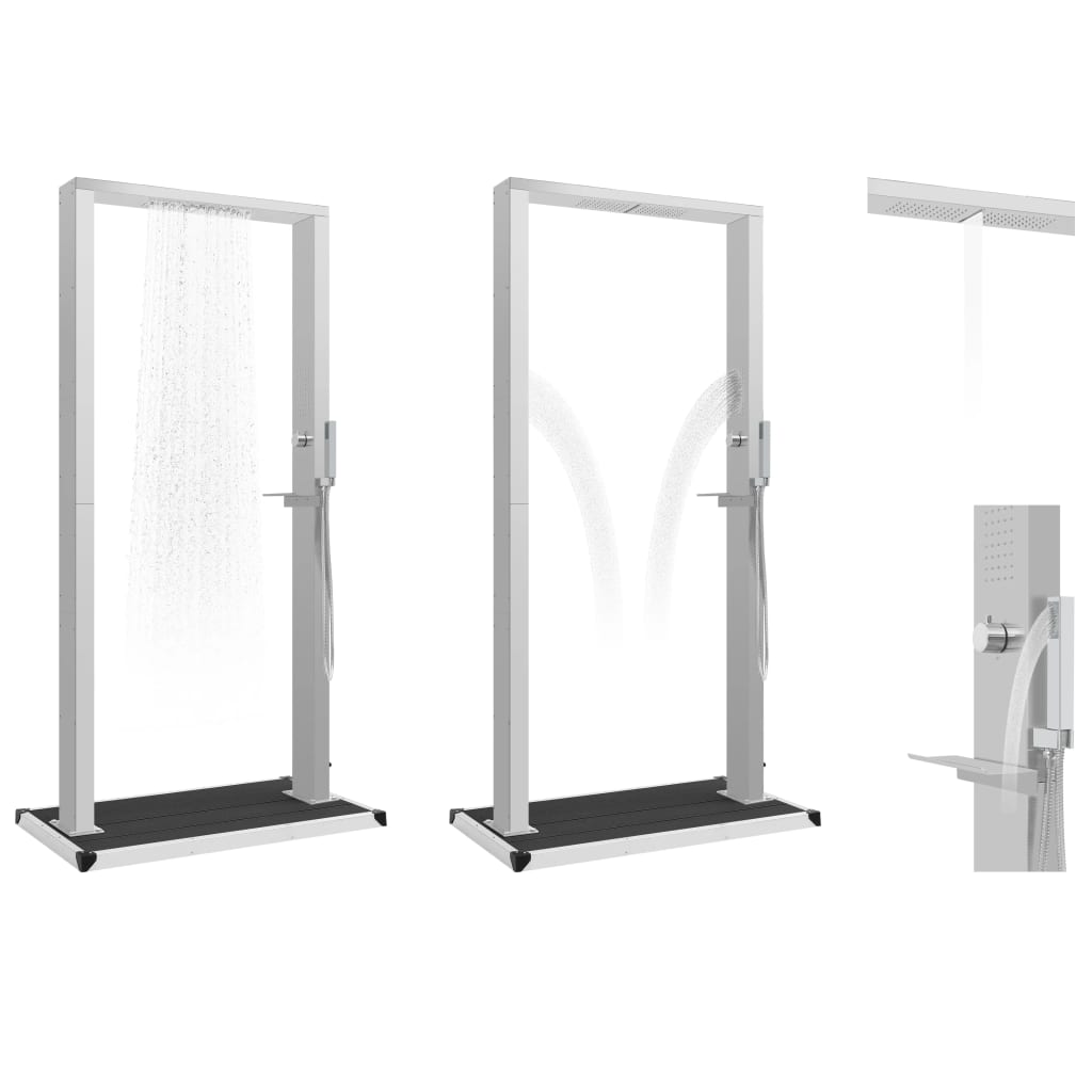 Duș de exterior cu tăviță, WPC și oțel inoxidabil GartenMobel Dekor