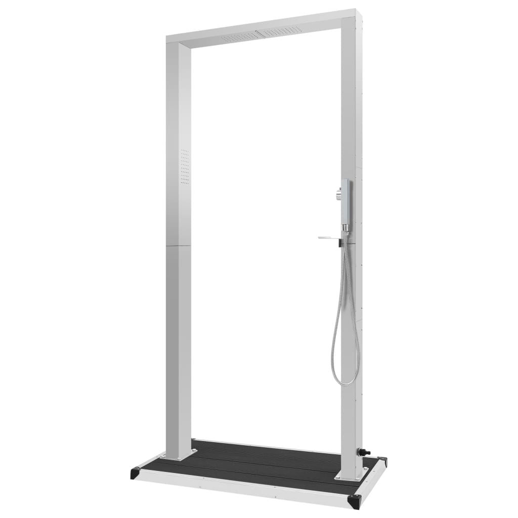 Duș de exterior cu tăviță, WPC și oțel inoxidabil GartenMobel Dekor