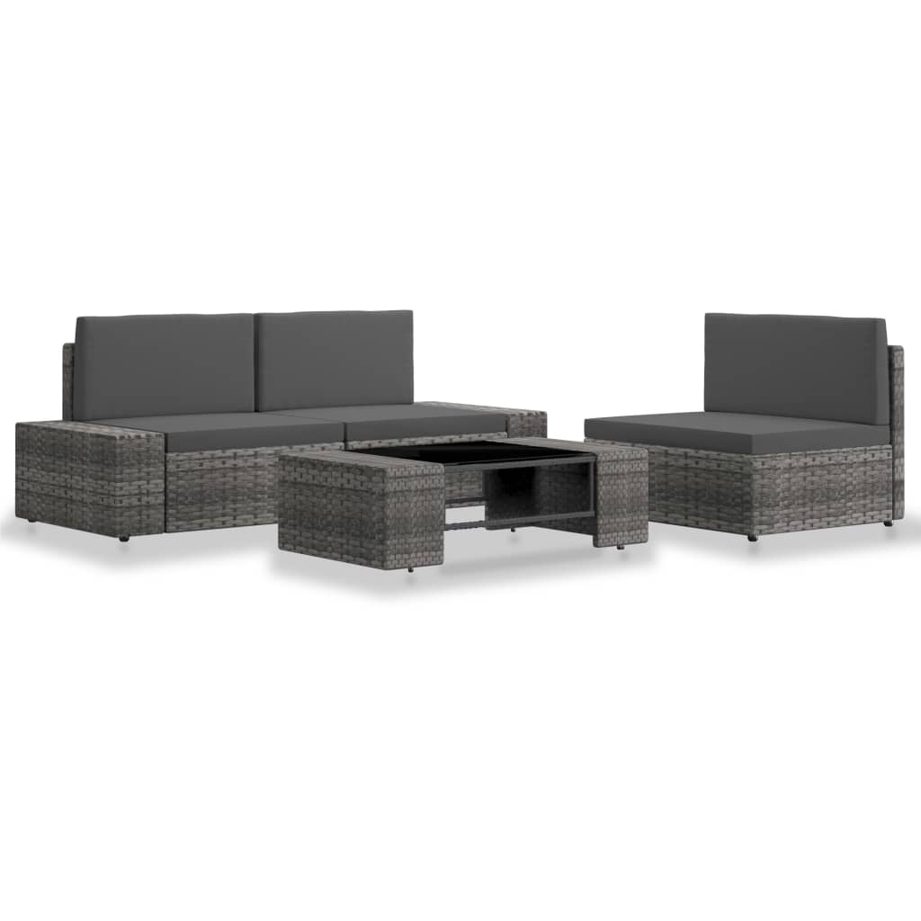Set mobilier de grădină, 4 piese, gri, poliratan GartenMobel Dekor