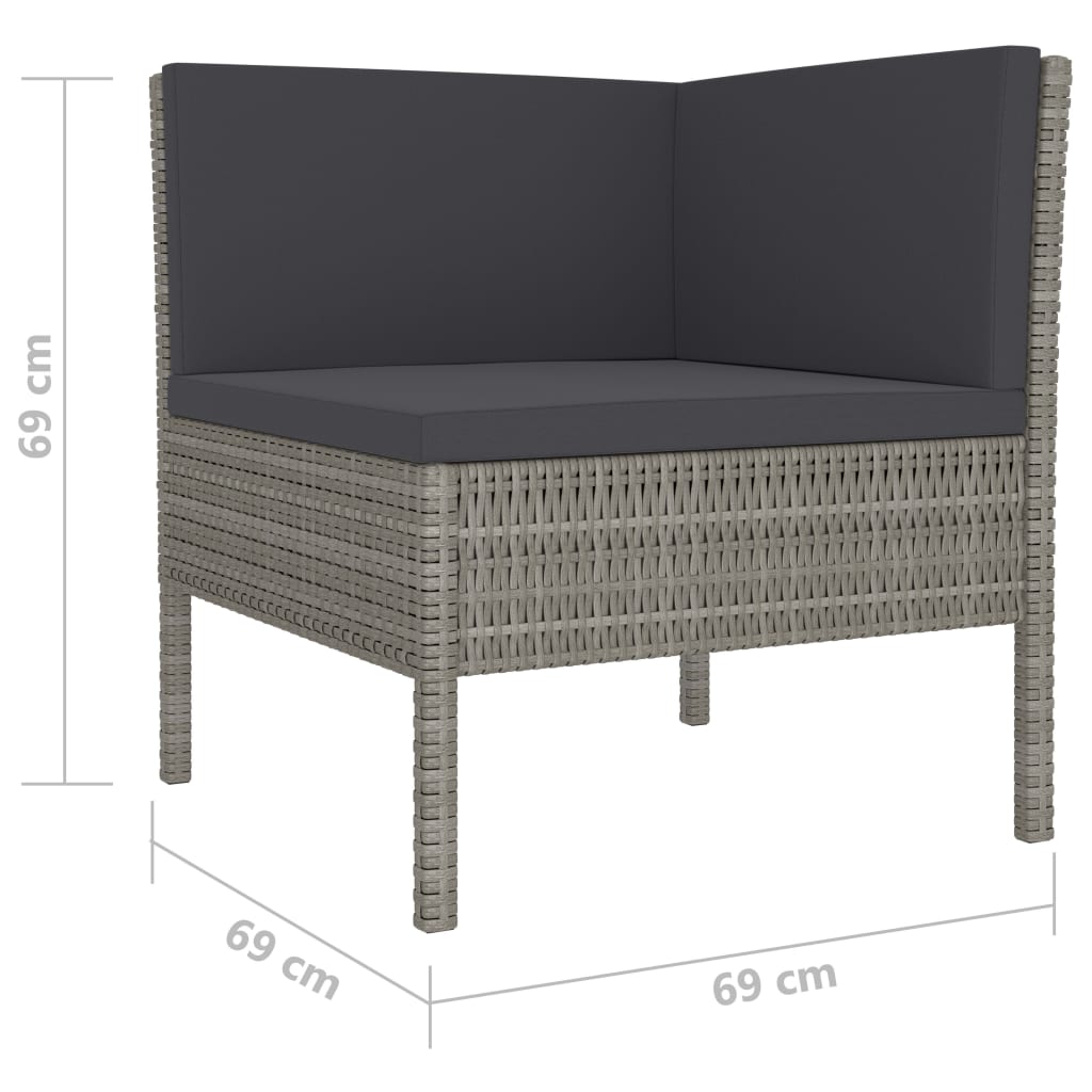Set mobilier de grădină cu perne, 10 piese, gri, poliratan GartenMobel Dekor