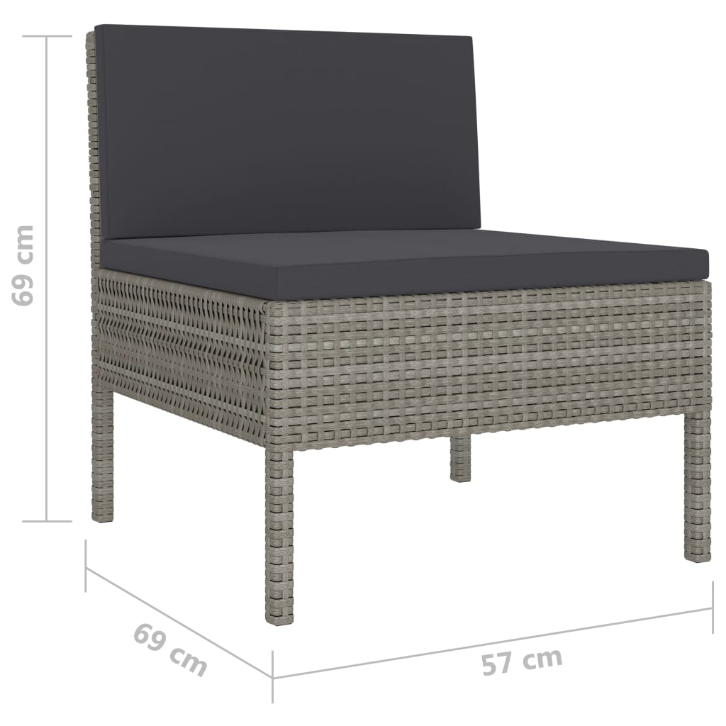 Set mobilier de grădină cu perne, 10 piese, gri, poliratan GartenMobel Dekor