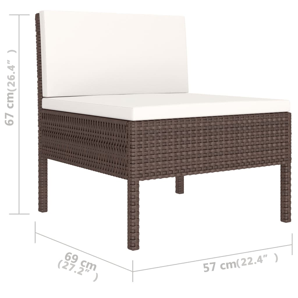 Set mobilier de grădină cu perne, 6 piese, maro, poliratan GartenMobel Dekor