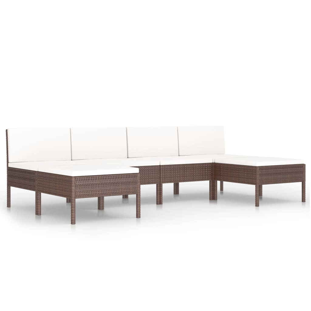 Set mobilier de grădină cu perne, 6 piese, maro, poliratan GartenMobel Dekor