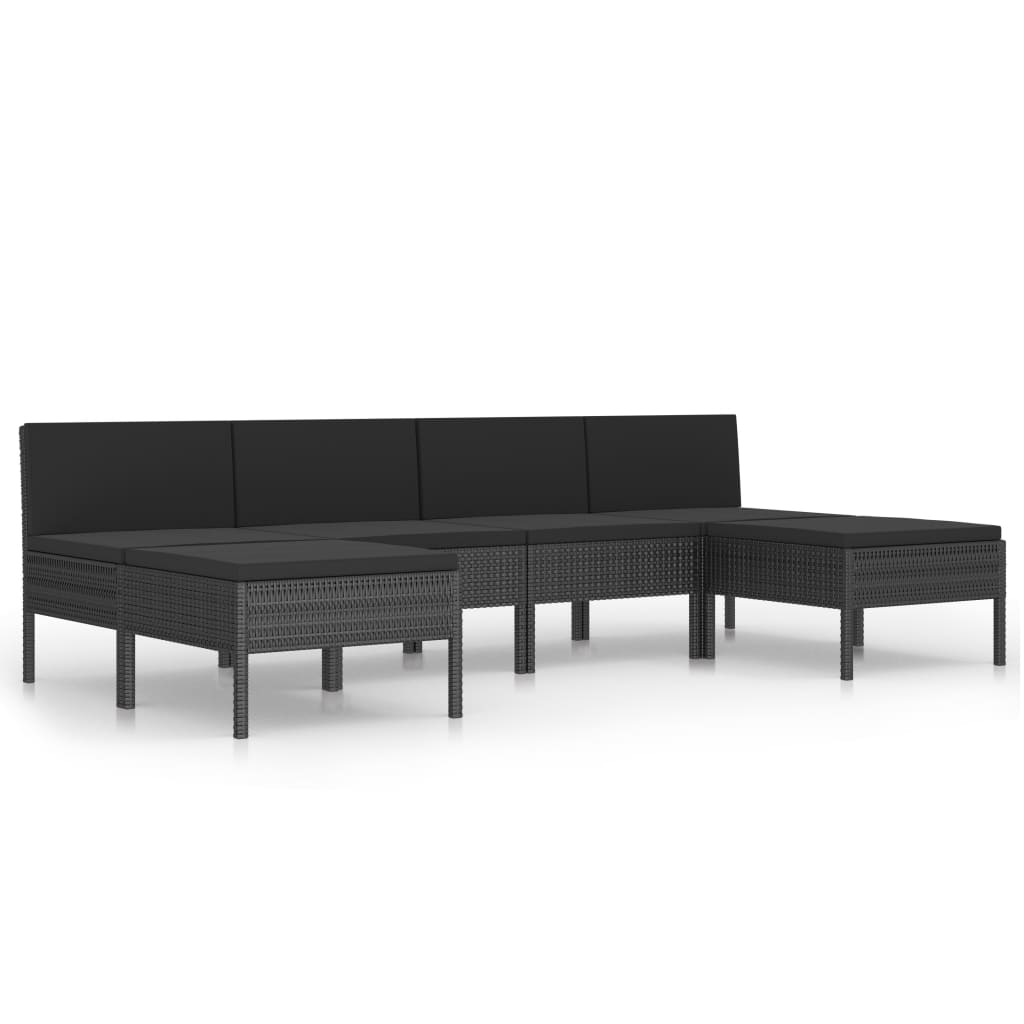 Set mobilier de grădină cu perne, 6 piese, negru, poliratan GartenMobel Dekor