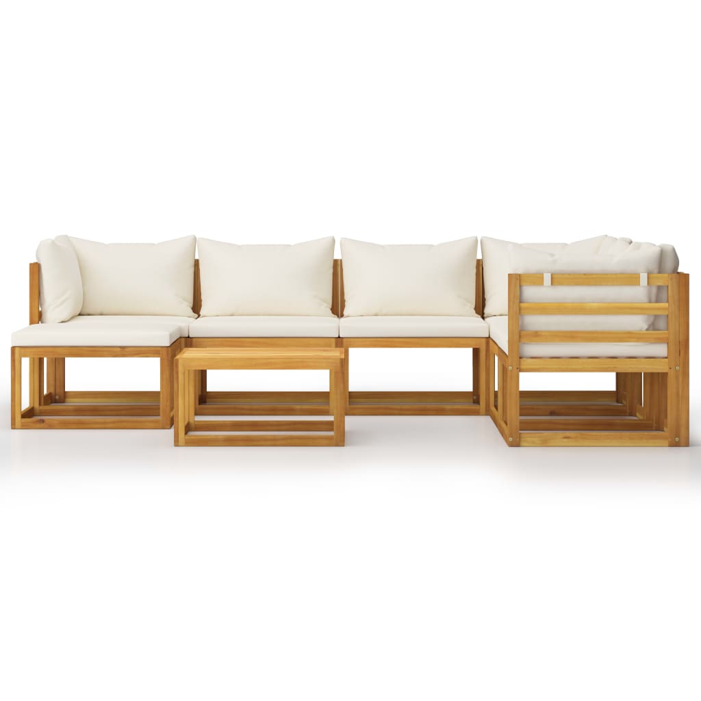 Set mobilier grădină cu perne, 8 piese, crem, lemn masiv acacia GartenMobel Dekor