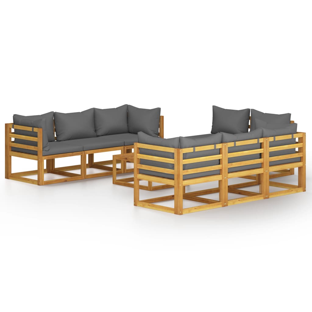 Set mobilier grădină cu perne, 9 piese, lemn masiv acacia	 GartenMobel Dekor