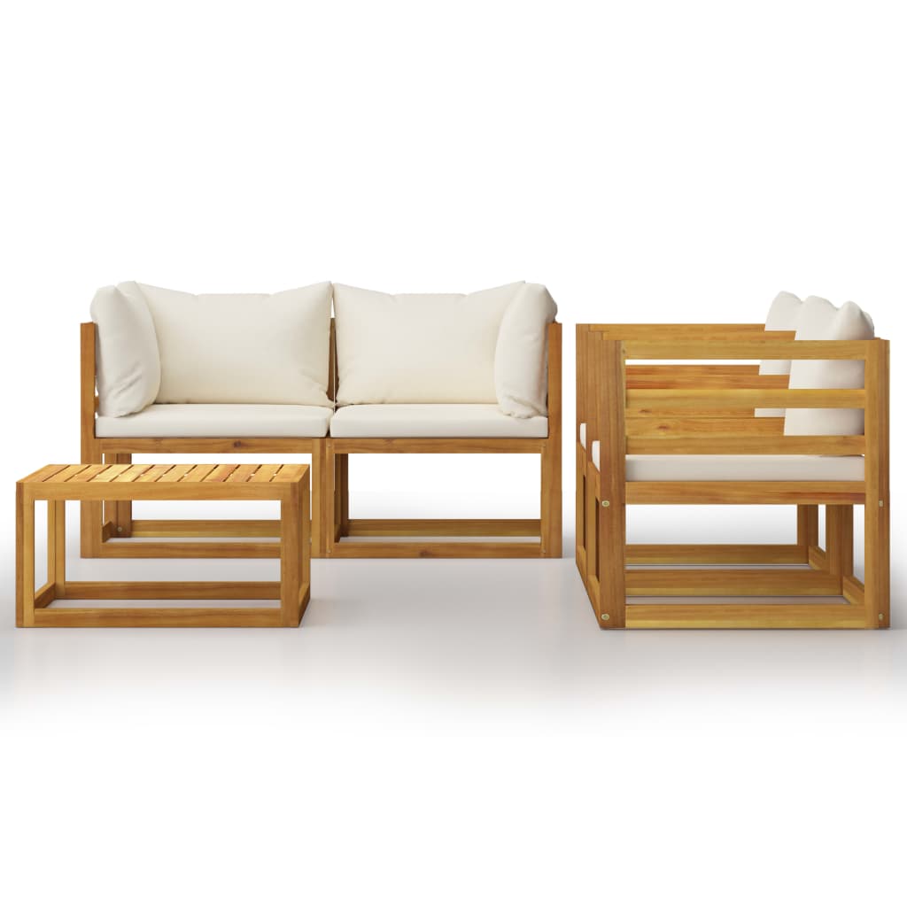 Set mobilier grădină cu perne, crem, 6 piese, lemn masiv acacia GartenMobel Dekor