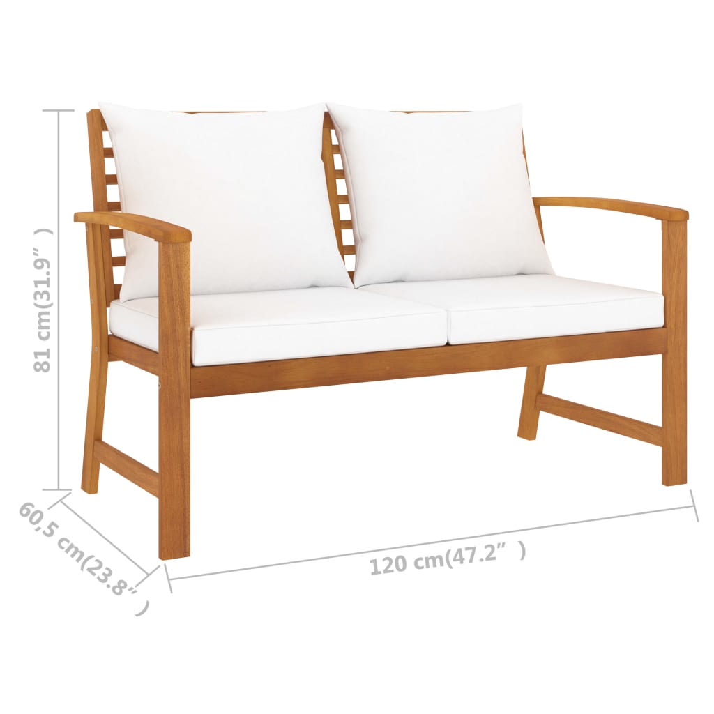 Set mobilier de grădină, cu perne, 3 piese, lemn masiv acacia GartenMobel Dekor