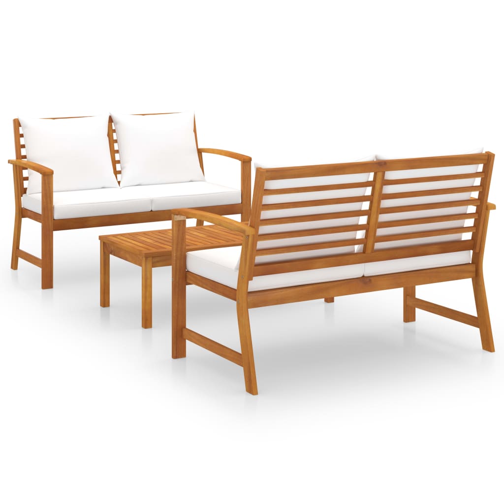 Set mobilier de grădină, cu perne, 3 piese, lemn masiv acacia GartenMobel Dekor
