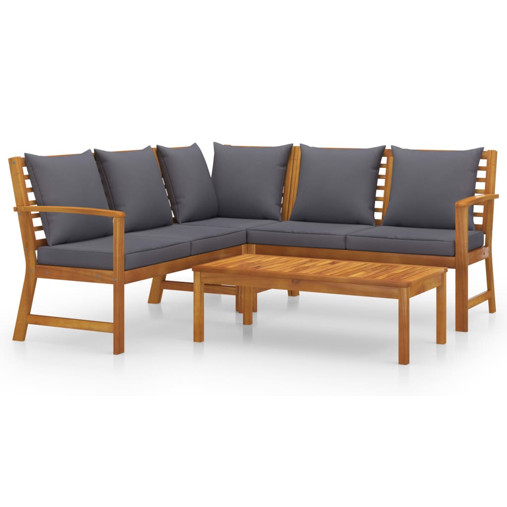 Set mobilier de grădină cu perne, 4 piese, lemn masiv de acacia GartenMobel Dekor