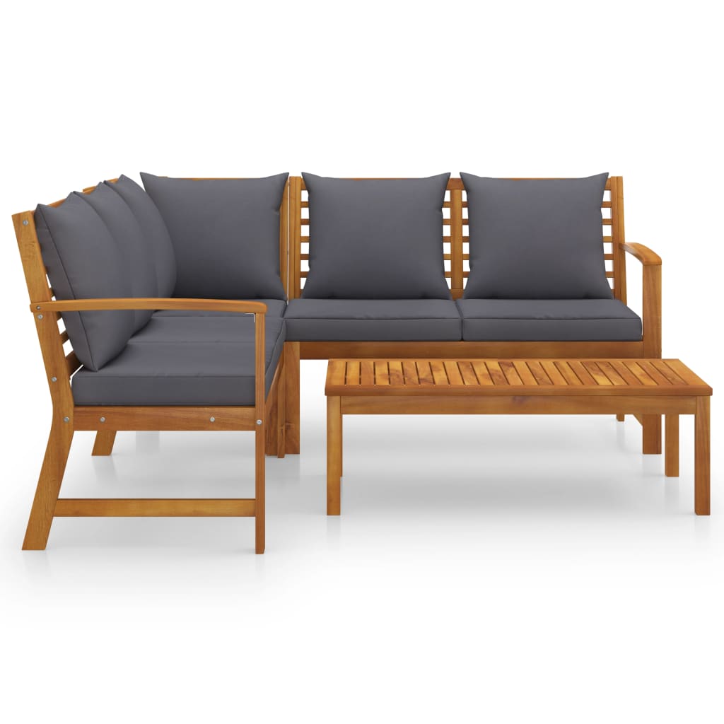 Set mobilier de grădină cu perne, 4 piese, lemn masiv de acacia GartenMobel Dekor