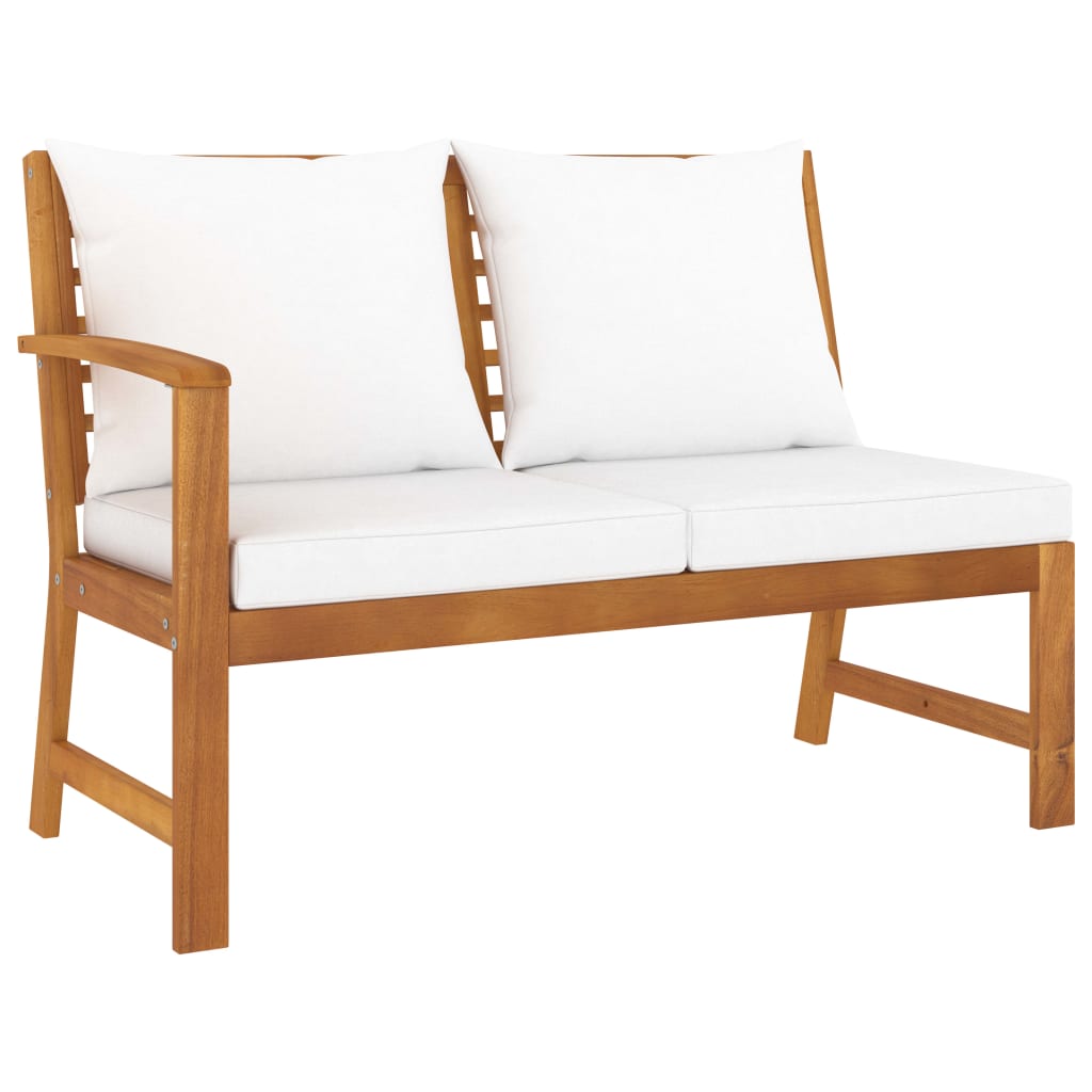 Set mobilier de grădină cu perne crem, 4 piese, lemn de acacia GartenMobel Dekor