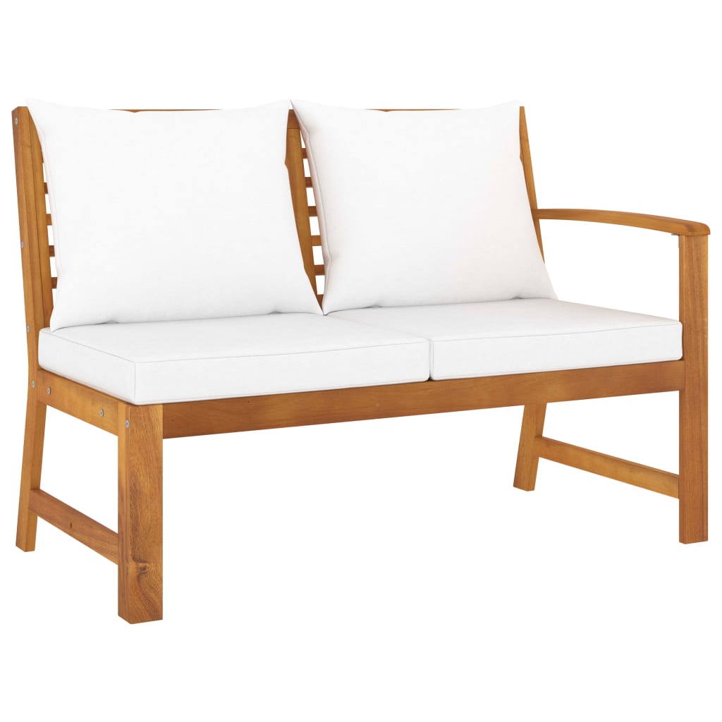 Set mobilier de grădină cu perne crem, 4 piese, lemn de acacia GartenMobel Dekor