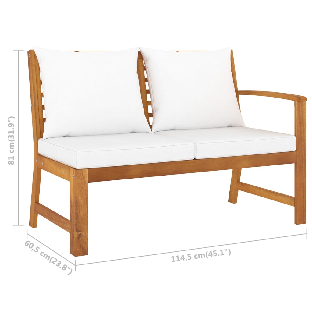Set mobilier de grădină cu perne crem, 4 piese, lemn de acacia GartenMobel Dekor