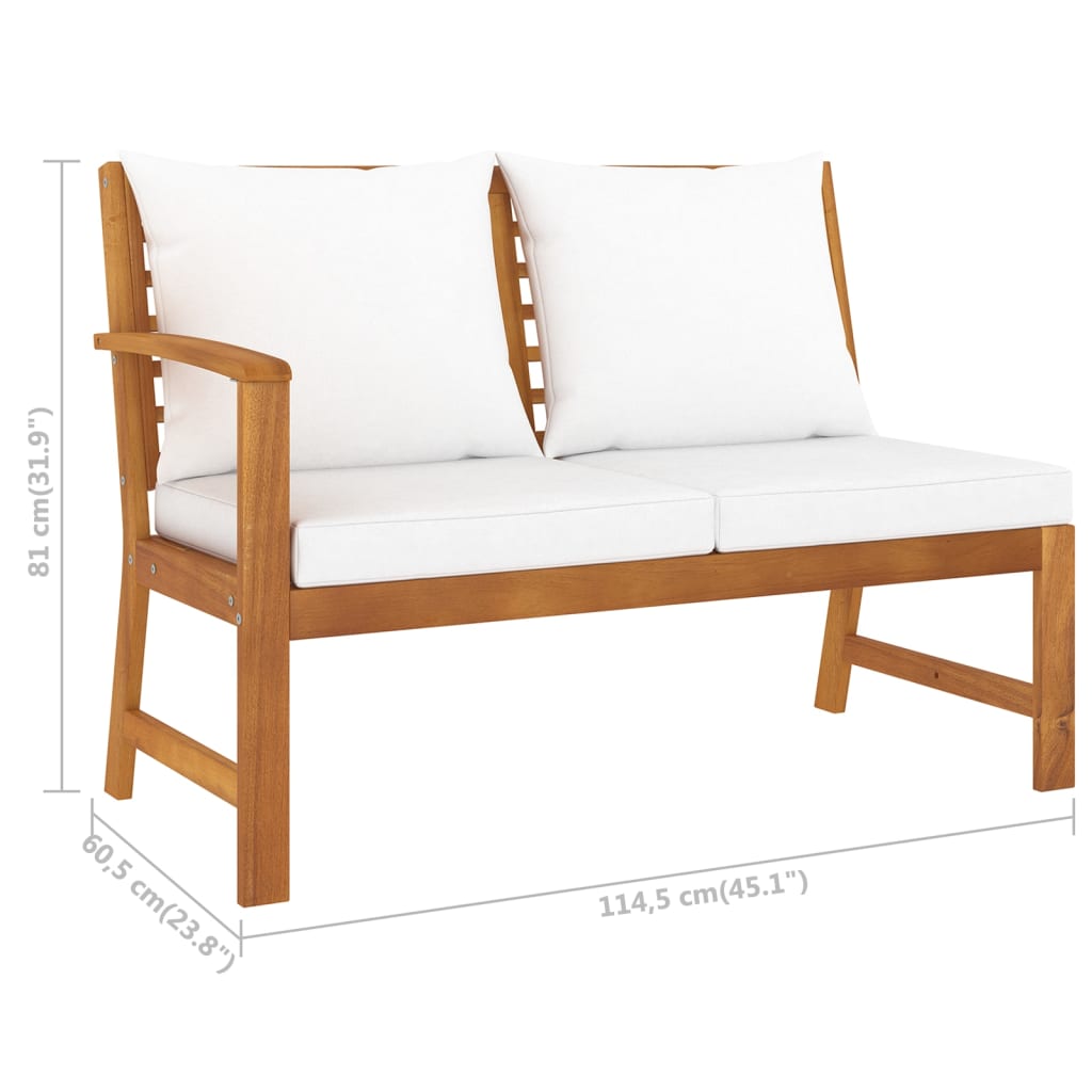Set mobilier de grădină cu perne crem, 4 piese, lemn de acacia GartenMobel Dekor