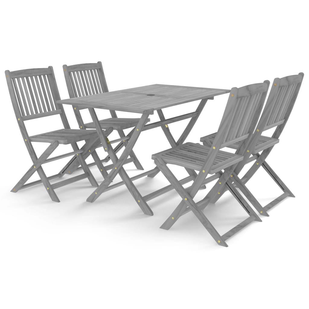 Set mobilier de grădină, 5 piese, gri, lemn masiv de acacia GartenMobel Dekor