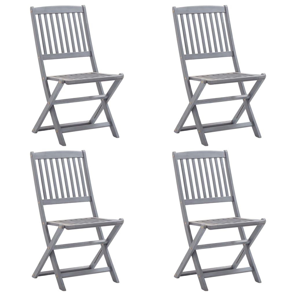 Set mobilier de grădină, 5 piese, gri, lemn masiv de acacia GartenMobel Dekor