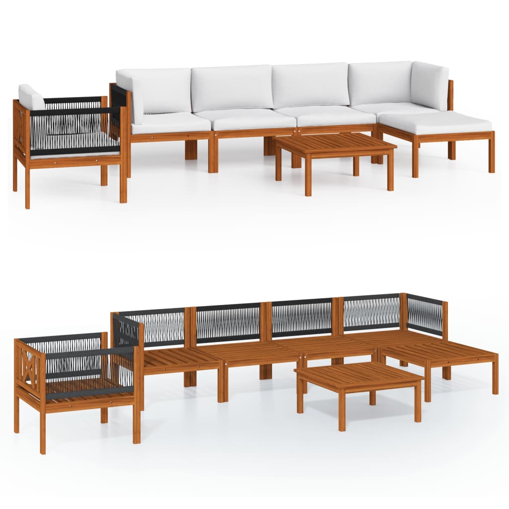 Set mobilier grădină cu perne crem, 7 piese, lemn masiv acacia GartenMobel Dekor