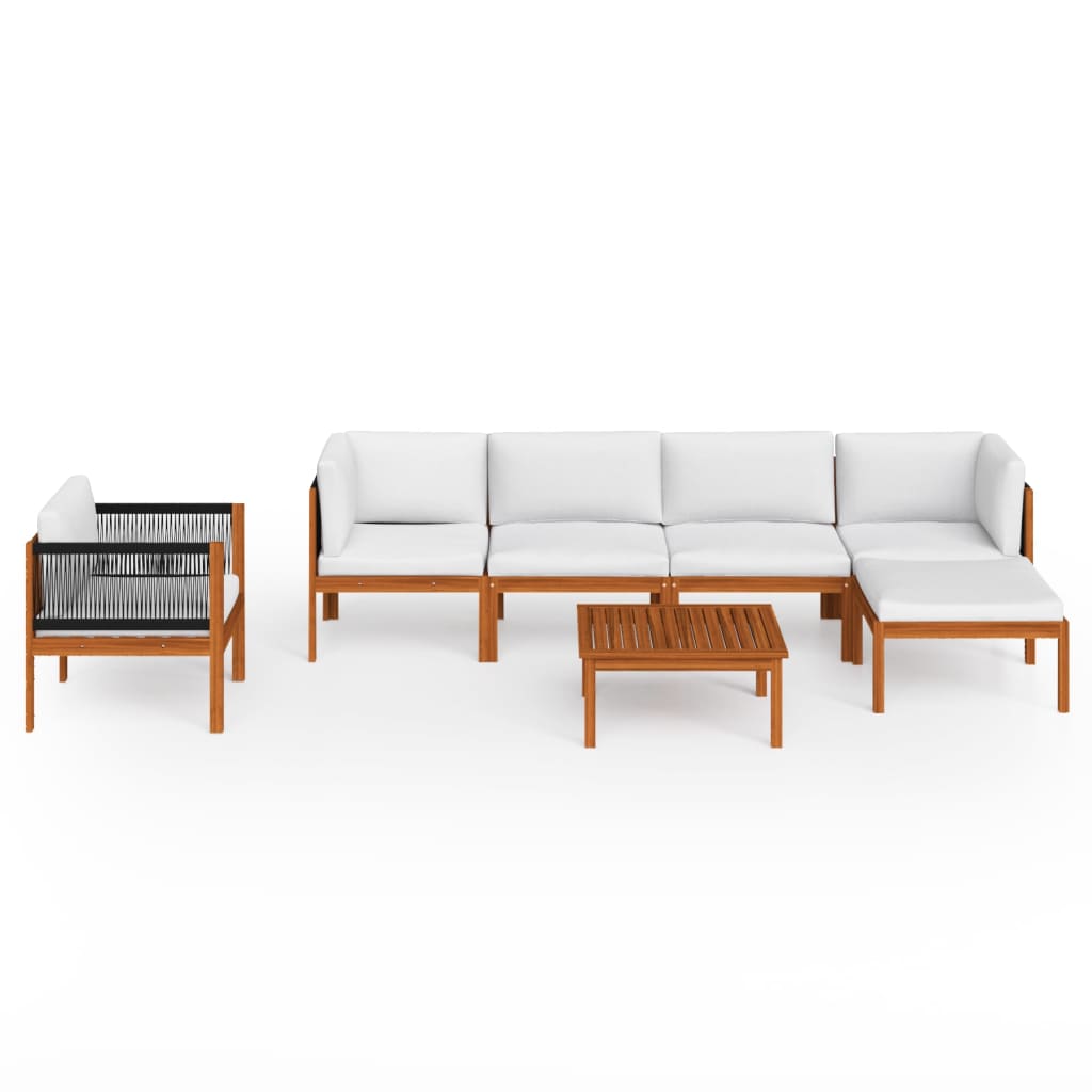 Set mobilier grădină cu perne crem, 7 piese, lemn masiv acacia GartenMobel Dekor