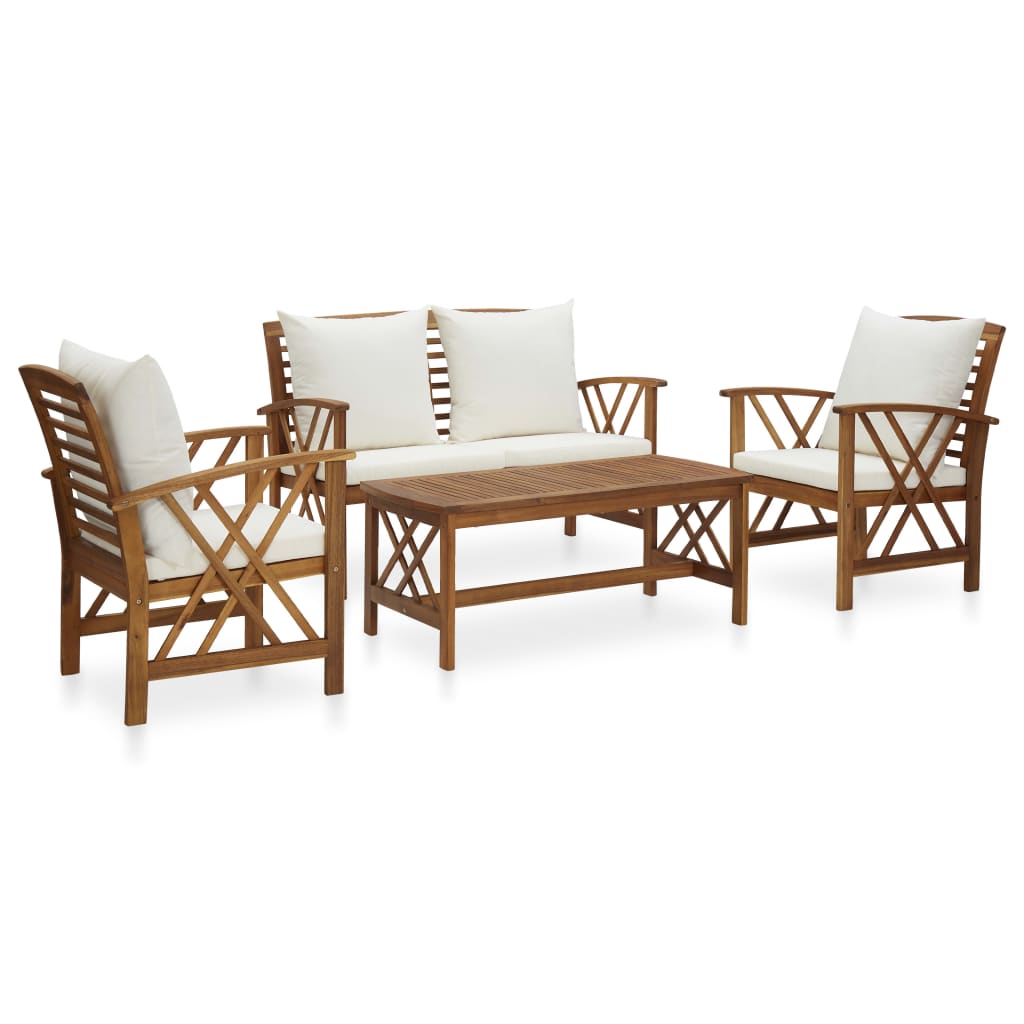 Set mobilier de grădină cu perne, 4 piese, lemn masiv de acacia GartenMobel Dekor