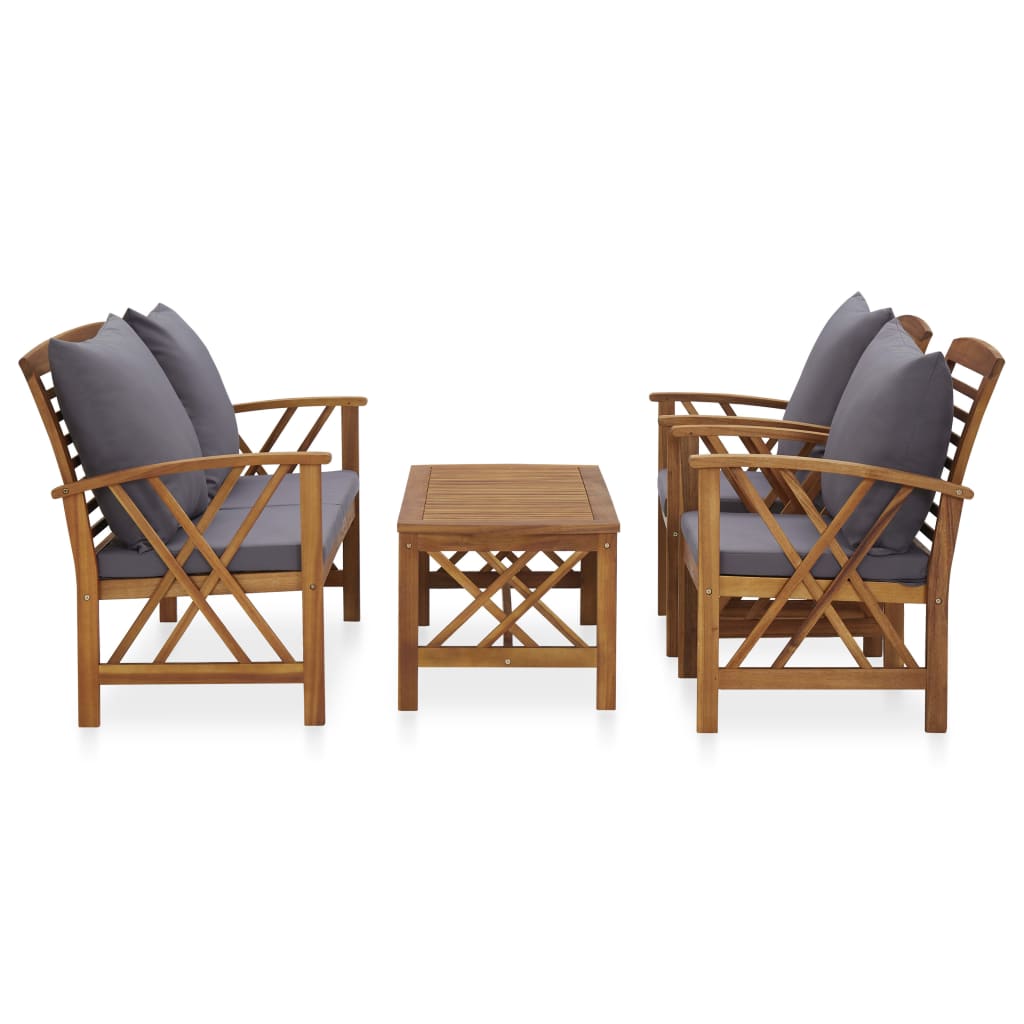 Set mobilier de grădină cu perne, 4 piese, lemn masiv de acacia GartenMobel Dekor