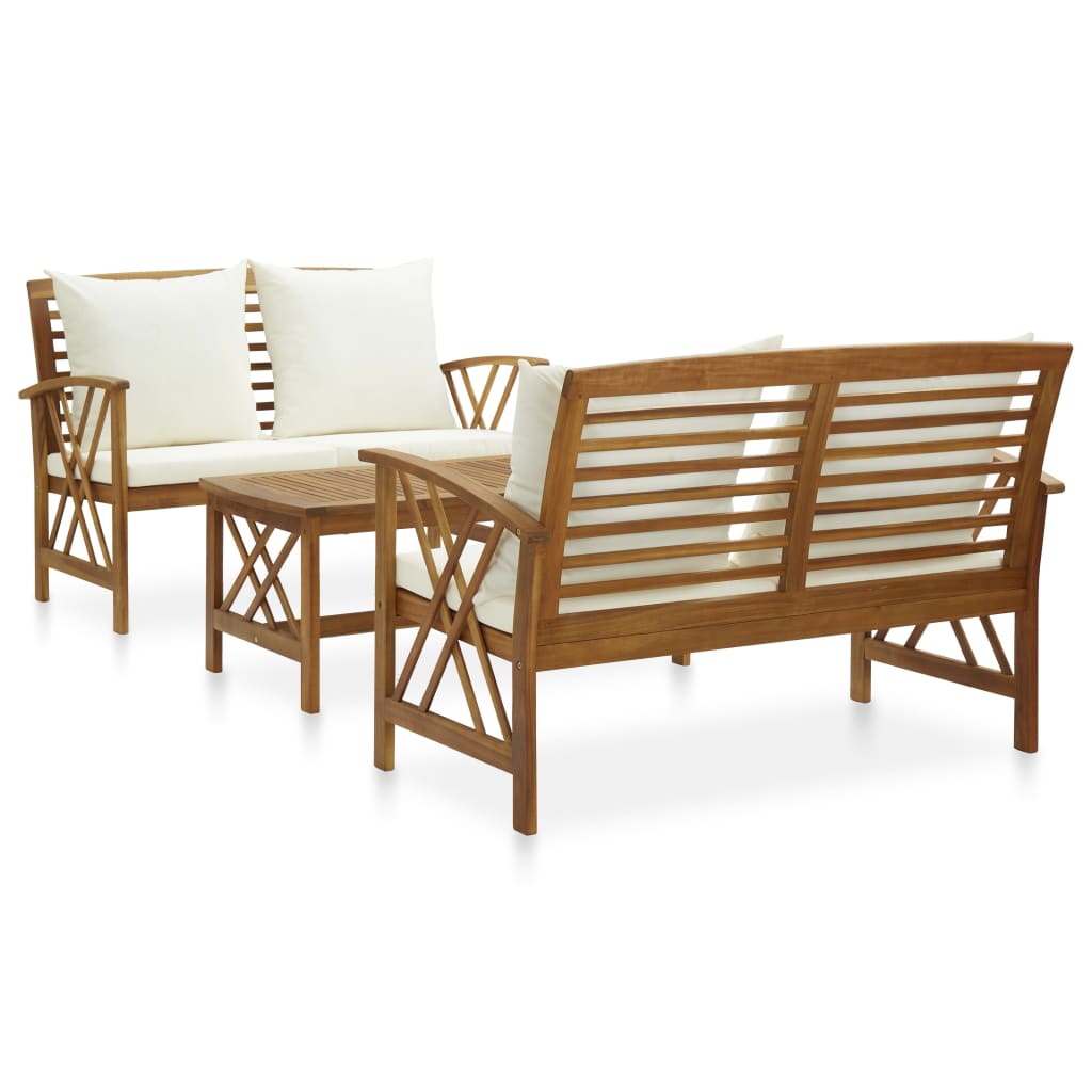 Set mobilier grădină cu perne, 3 piese, lemn masiv de acacia GartenMobel Dekor